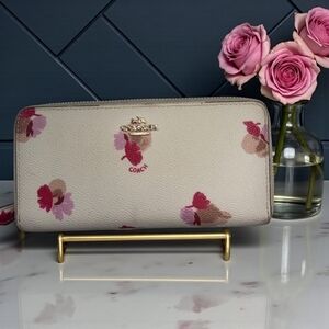 Coach Cherry Blossom Zip Around Accordion Wallet